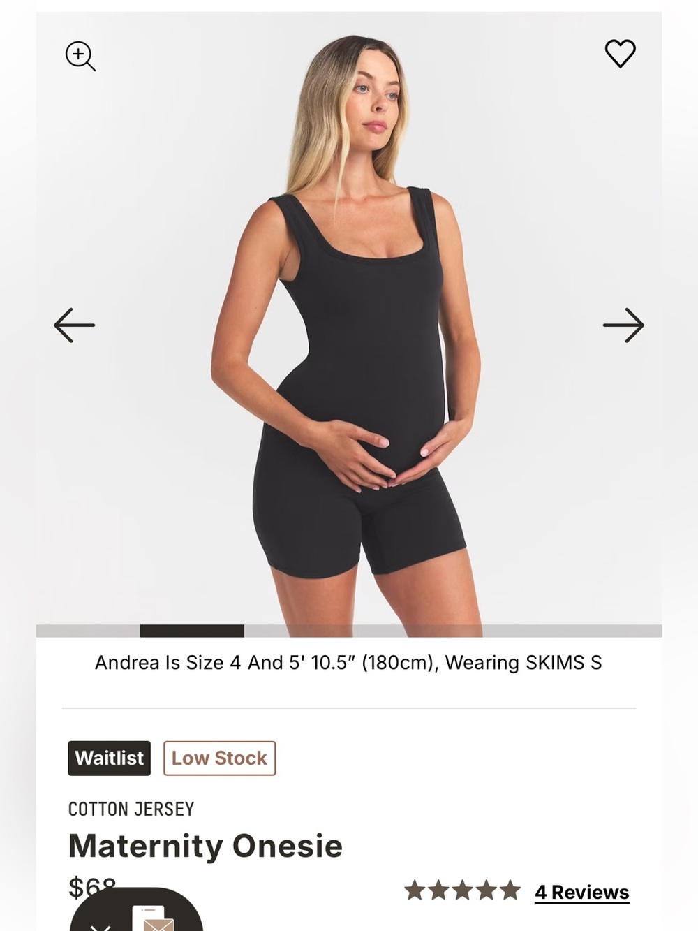 SKIMS Black Maternity Onesie Bodysuit